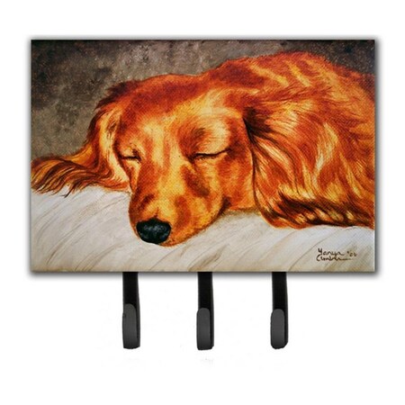 Jensendistributionservices Red Longhaired Dachshund Leash or Key Holder MI1715812